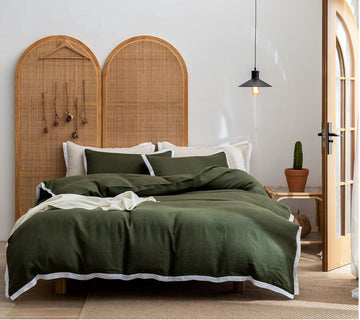 Leinen-Set Waldgru虉n