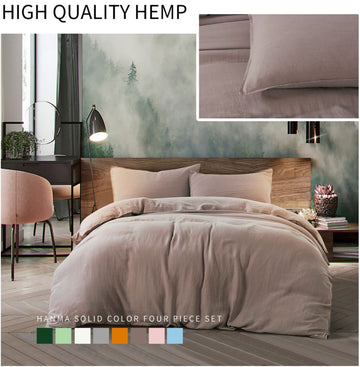 Hanf-Bettwäsche Beige